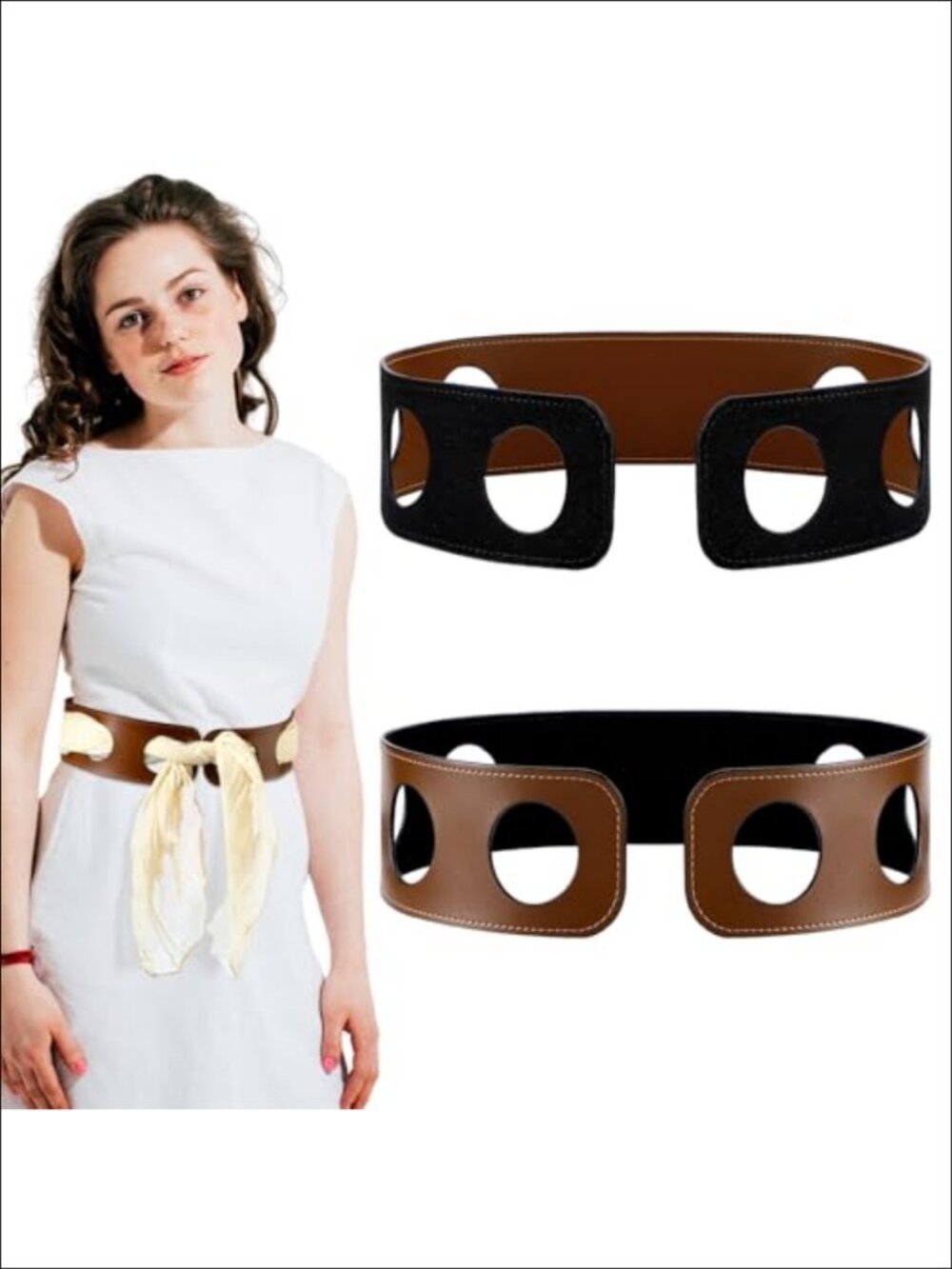 Reversible Scarf Waist Belt PU Leather Wide Double-Sided Women's Accessory